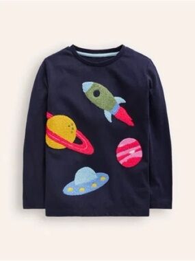 Mini Boden Space Rocket Long-Sleeve Shirt